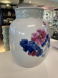 A Chinese floral vase, signed Wang En Huai, dated 1997